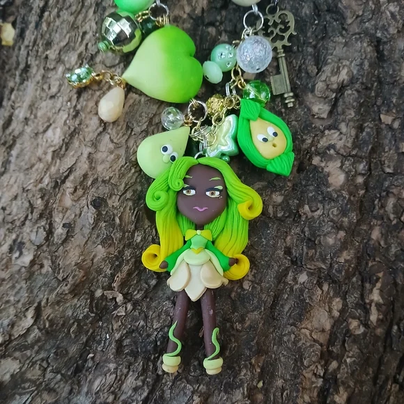 Green and Yellow Fantasy Charm Necklace - Picture 2 of 7